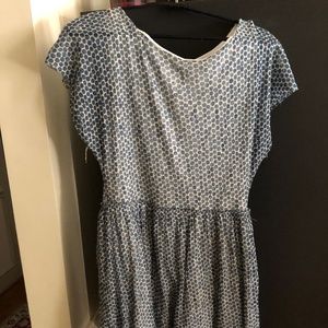 Blue polka dot dress. Fit and flare